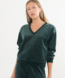 Velour Corduroy V Neck Sweatshirt - FW24