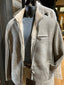 Men's Grey Sweater Sleeve Shearling Leather Jacket 990 - FW24