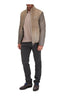 Men's Grey Sweater Sleeve Shearling Leather Jacket 990 - FW24