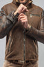 Men's Classic Brown Shearling Leather Suede Jacket 433 - FW24